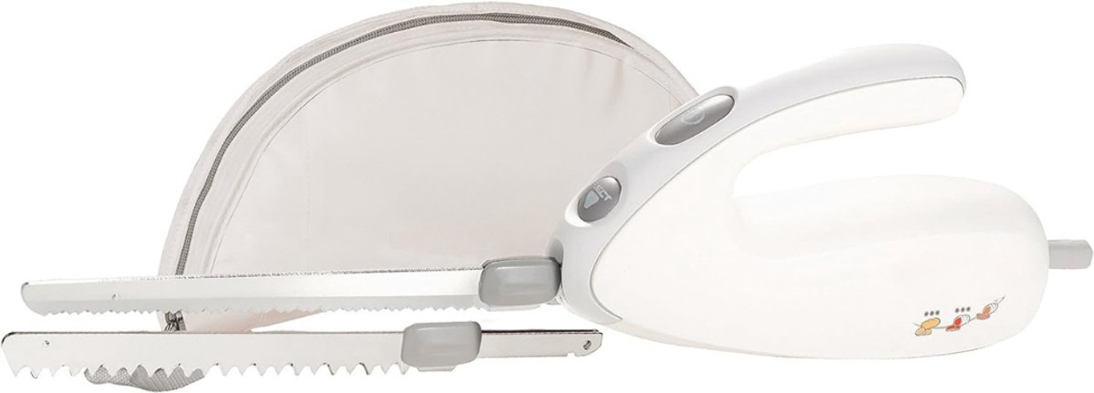 AMA® Elektrisch Broodmes - Broodsnijder - Vleesmes - Draadloos - Vervangbare Messen - ‎32x12x8cm - Wit