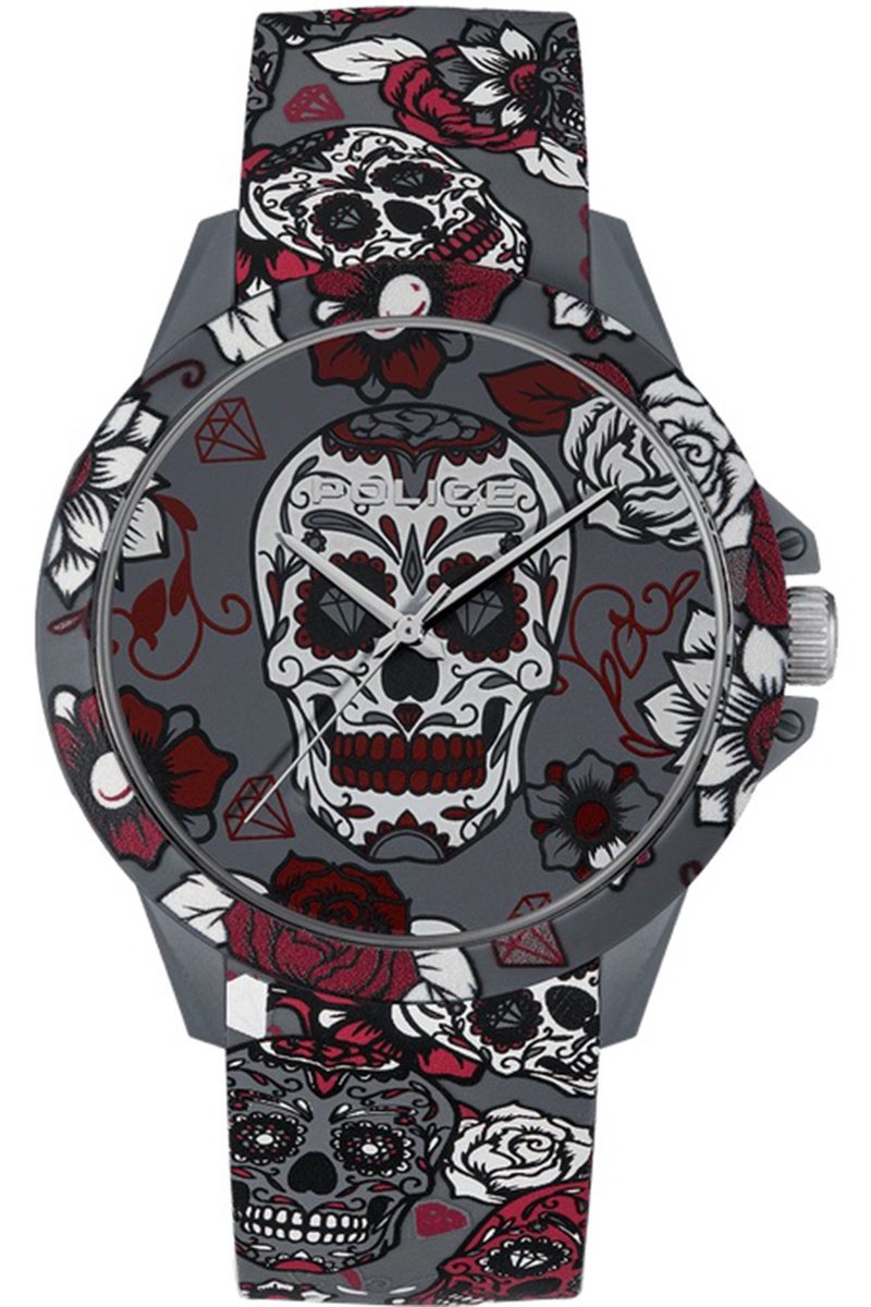 Police Grijze Siliconen Horloge Met Analoge Wijzerplaat