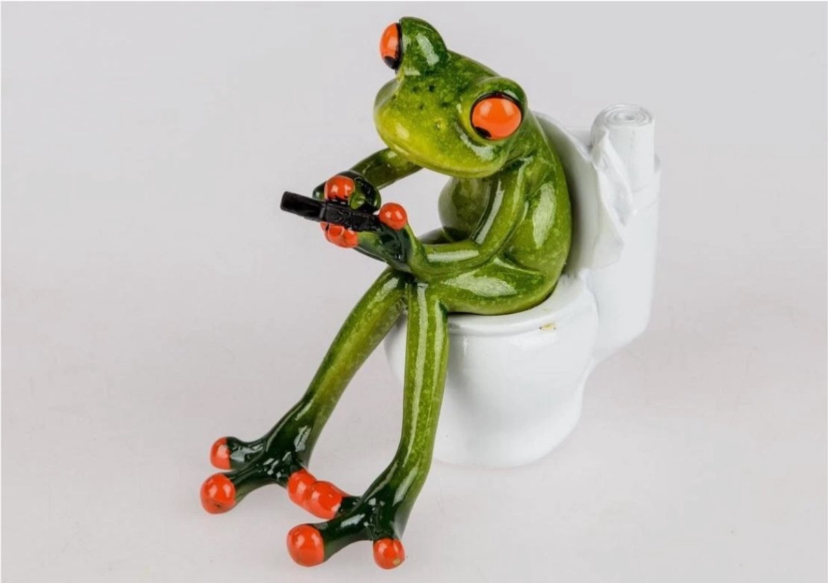 Kikker - Beeld - Formano - Bellen op wc - Opkikker - Groen - Beeld - 14x8x6cm - Keramiek