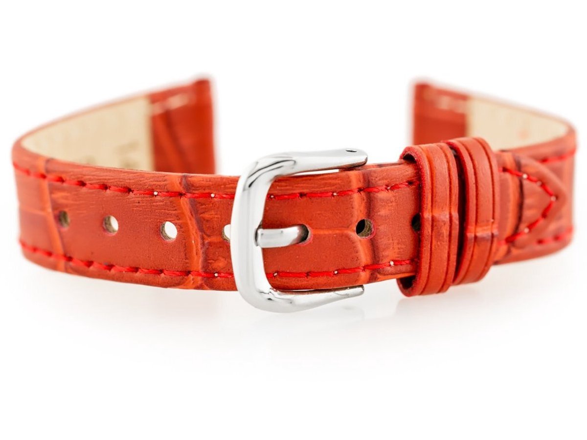 Pacific W41 Serie - Leren Horlogeband - Rood - 12mm