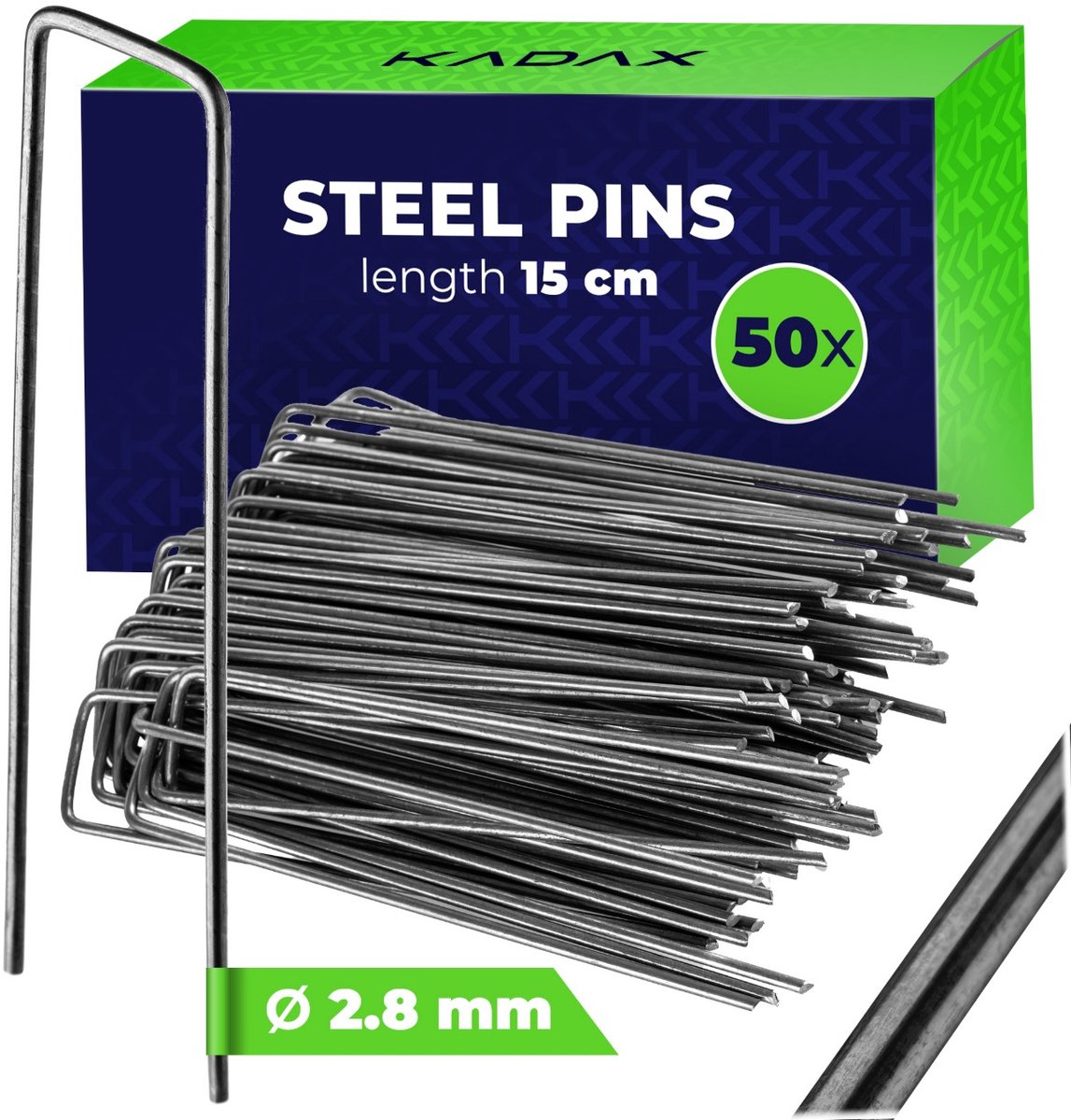 KADAX grondanker 150 x 40 mm, 50 stuks, grondanker van verzinkt staal, grondhaken voor het veilig bevestigen van onkruiddoek, haringen voor gazongrids, grondnagels (zwart)