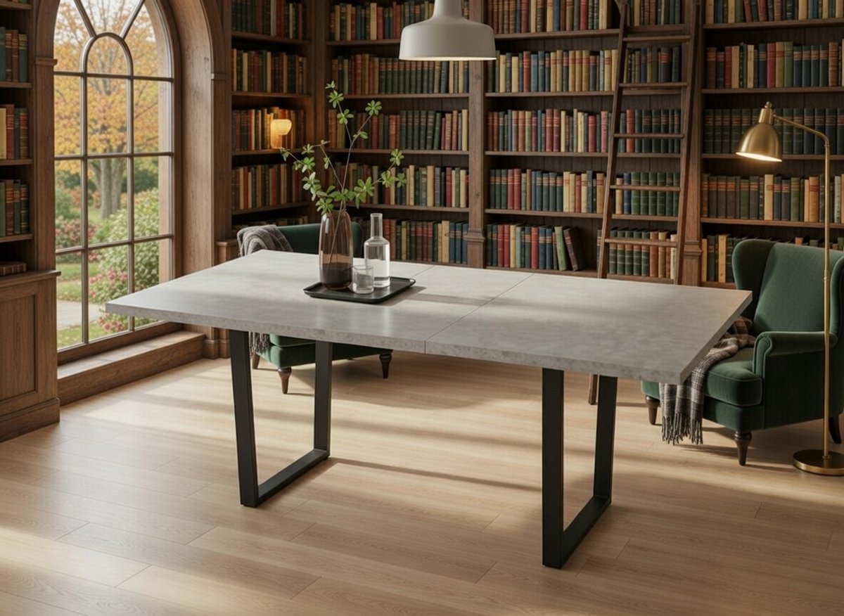 Uittrekbare Eettafel 130-170 cm + 4-8 Stoelen - Moderne MDF Houten Eetkamertafel - Verstel