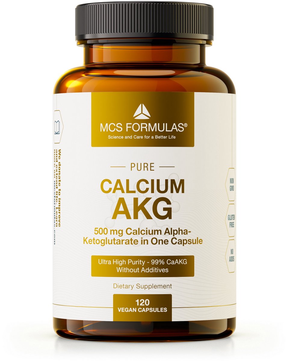 Calcium Alpha-Ketoglutarate (Ca-AKG) - 120 Vegan Capsules - No Additives