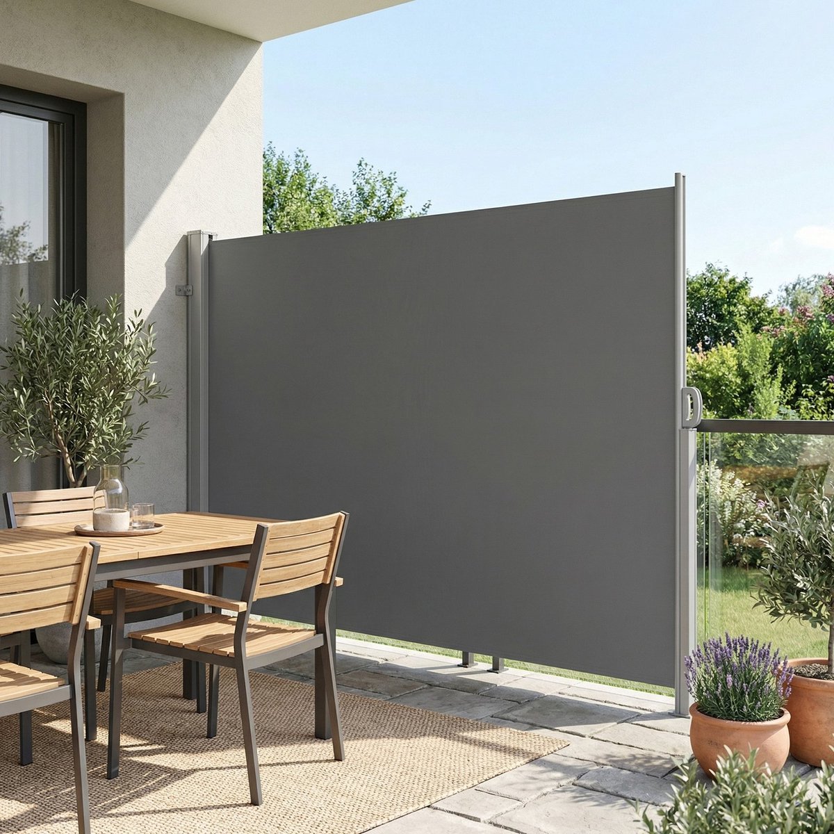 Zijluifel – Uitschuifbaar – Aluminiumlegering en polyester – Waterafstotend – Grijs – 1,8 x 3,5 m