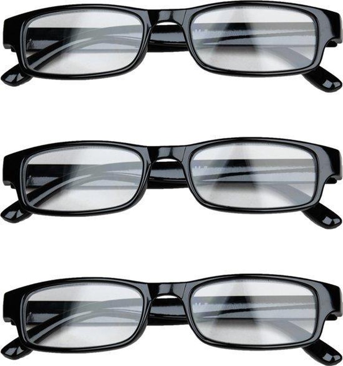 Melleson Eyewear overkijk leesbril zwart +2.00 - 3 stuks + 3 pouches - leesbrillen