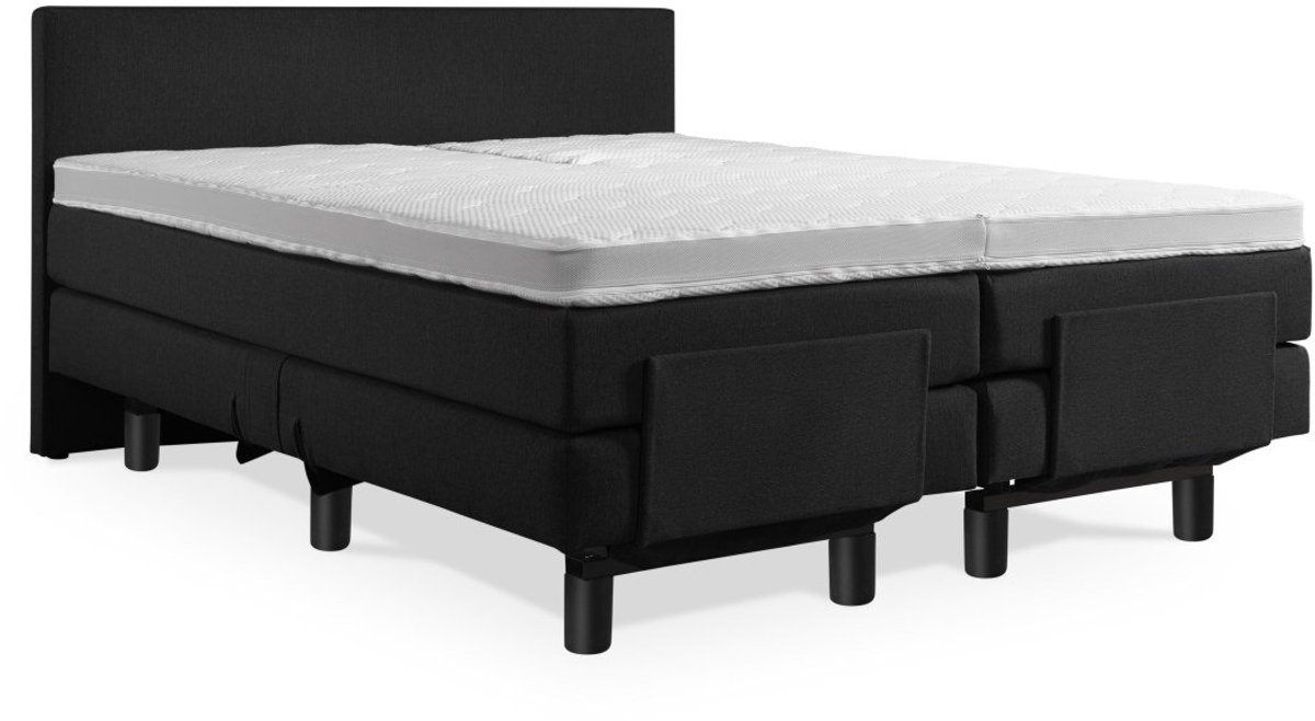 Elektrische Boxspring - Incl. Glad Hoofdbord - 2-Persoons - 200x190 cm - Zwart - Zonder Pl