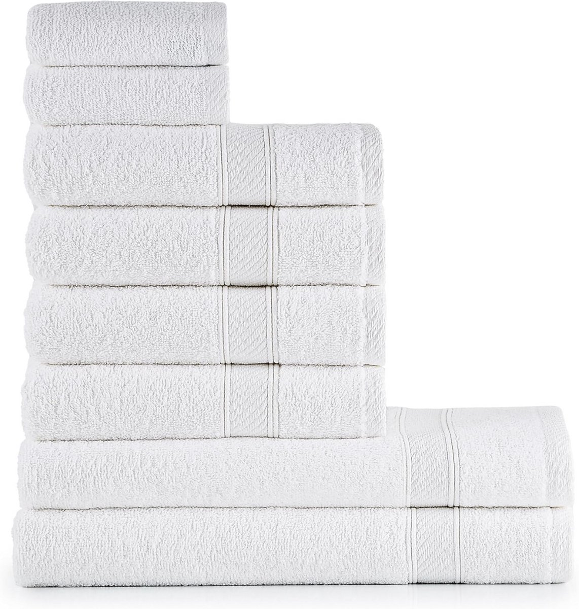 nottoc Handdoekenset 8-delig – wit, 100% Katoen, Luxe Absorberende Bad- en Handdoeken