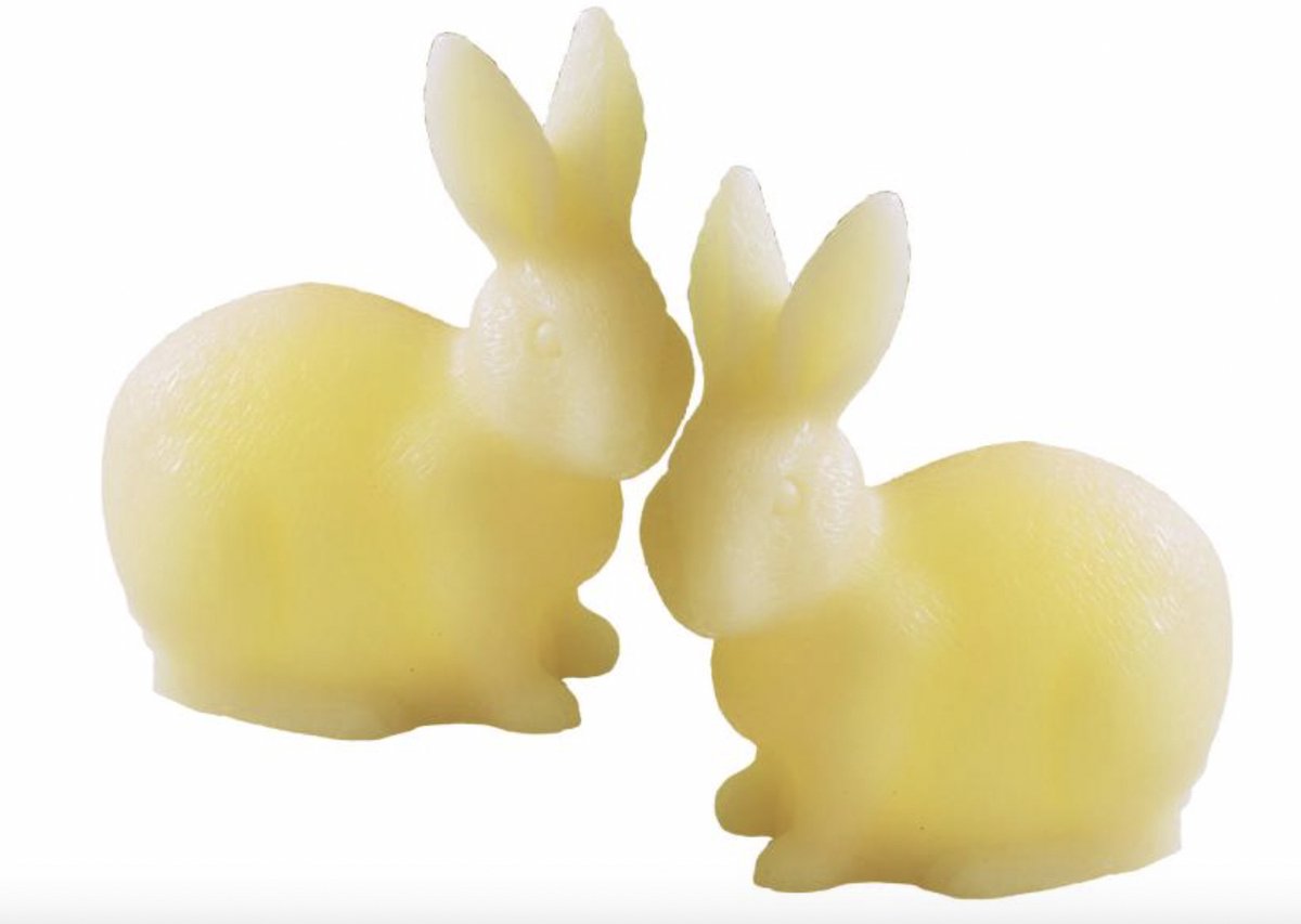 Sirius Elin LED Konijntjes – Set van 2 – Geel (Pale Yellow) – Wax – Paasdecoratie & Sfeerverlichting – Ø10×5,5 cm