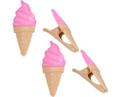 Gerimport Handdoekknijpers - 4x - bruin - ijsje - handdoekklem - kunststof