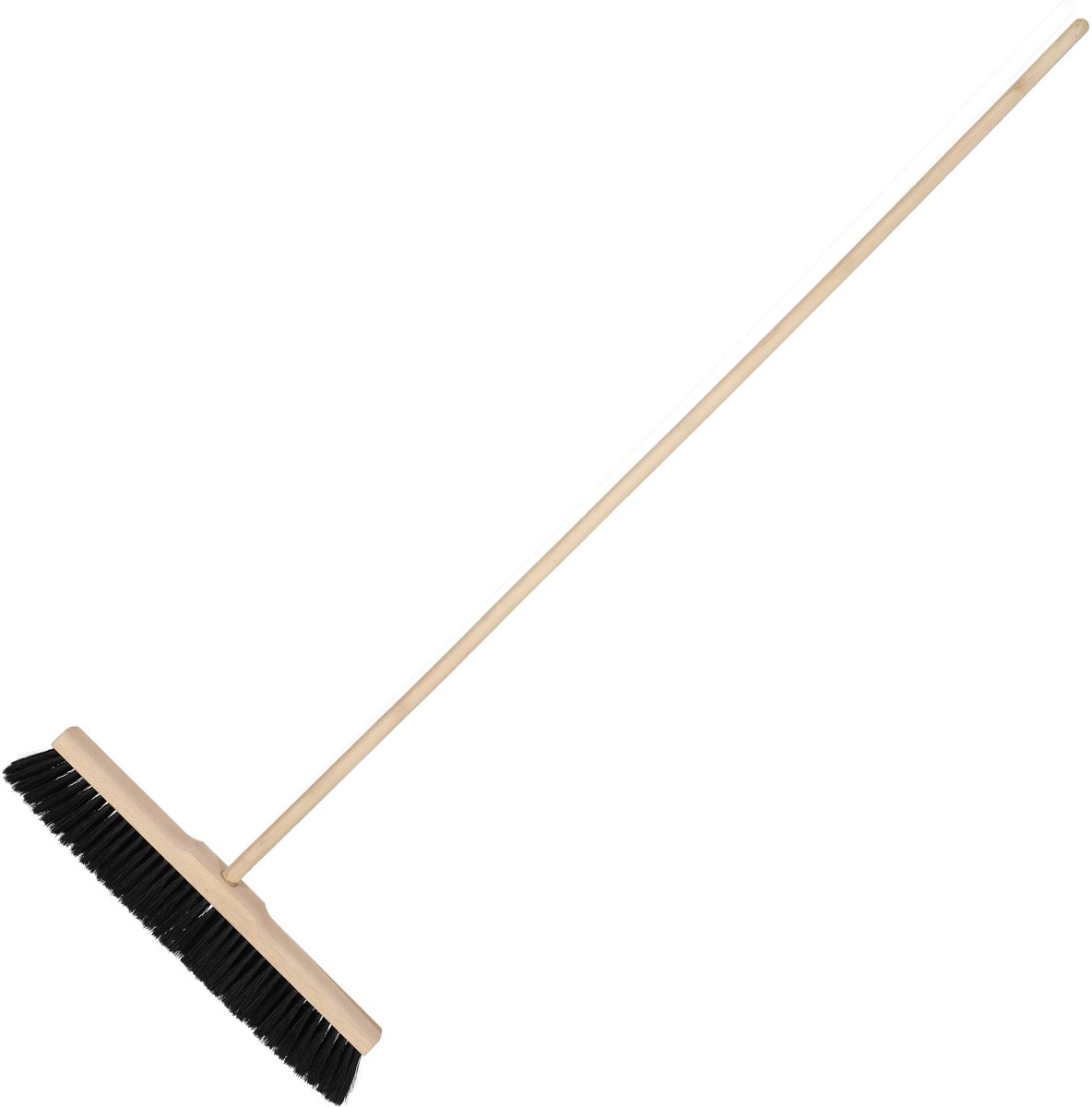 KOTARBAU® Straatbezem, met Houten Steel, 35 cm, Bruin, Nylon Borstels, Veegbezem, Buitenbezem, Tuinbezem, voor Binnen en Buiten, Ergonomisch Ontwerp