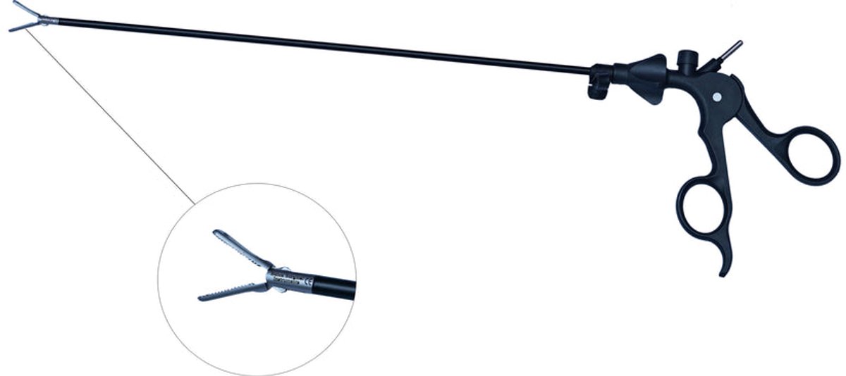 Belux Surgical Fenestrated Laparoscopische Grijptang 43 cm – 5 mm – RVS – Afneembare Handgreep – Herbruikbaar – MDR Conform – UDI: +G735BSL1FEN430/$$7LOT-2601-05/16D20260101/Q1E