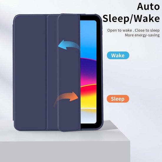 Casemania Stylus en Hoes Geschikt voor Apple iPad 2025 (A16) - Donker Blauw - Universeel Stylus Pen - Smart Cover met Pencil Slot Uitsparing van Merkloos — afbeelding 3