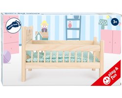 Small Foot - Houten Poppenbed Natuurlijk met Beddengoed, 4ld