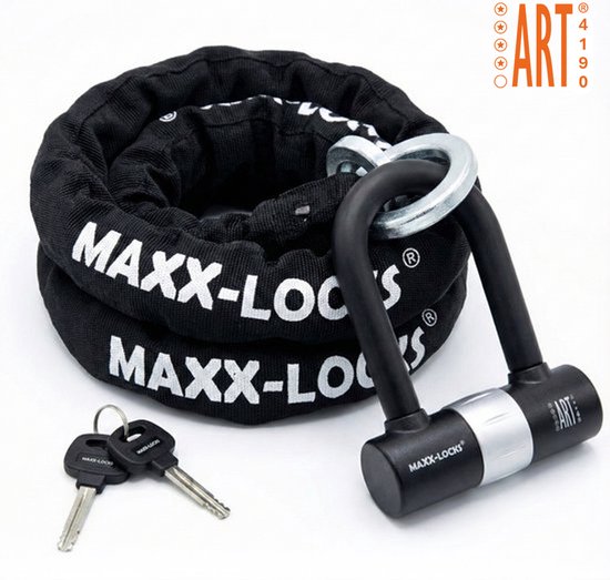 Maxx-Locks Tirau Art 4 Motorslot / Scooterslot - Kettingslot met Loop en Beugelslot - Art Gekeurd Slot voor Motor en Scooter & Brommer - 120 cm