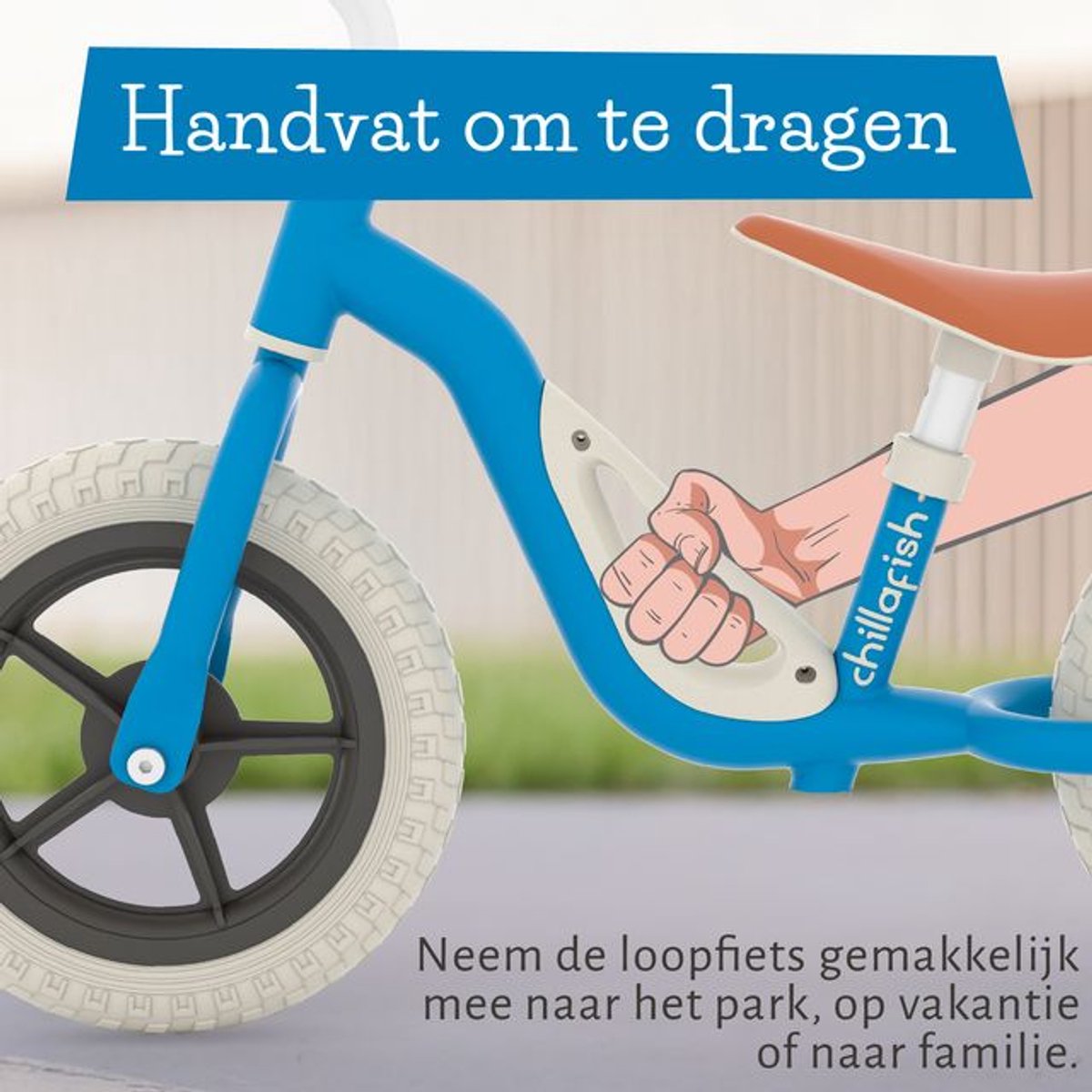 Chillafish Loopfiets 2 jaar - Lichtgewicht met verstelbaar zadel en stuur - Blauw- Loopfiets voor jongens en meisjes tot 4 jaar met handvat om te dragen en anti lek banden - Model Charlie — afbeelding 6