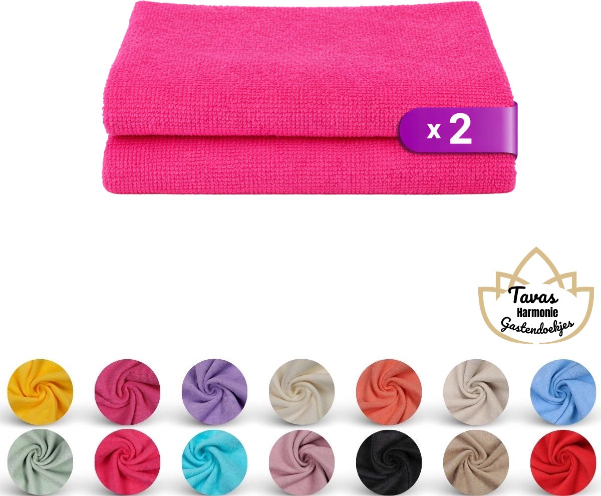 Tavas Harmonie Gastendoekjes 30x50 cm Fuchsia Set van 2 100% Katoen Gastenhanddoek Rechthoek Handdoek Keuken Hotelkwaliteit Gastendoek