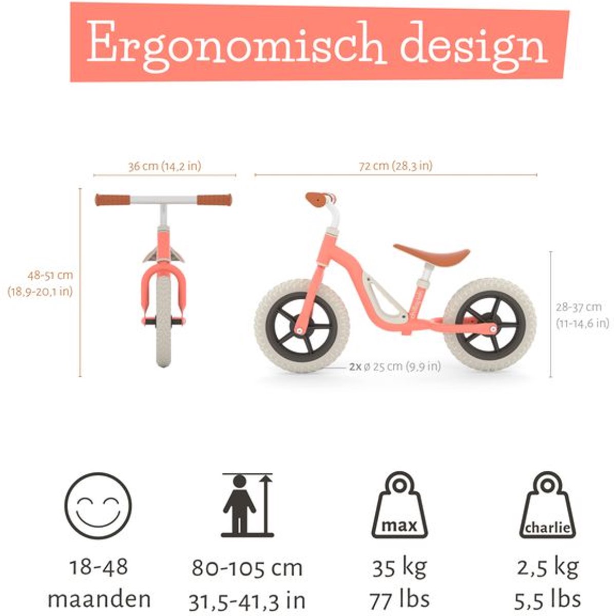 Chillafish Loopfiets 2 jaar - Lichtgewicht met verstelbaar zadel en stuur - Roze - Loopfiets voor jongens en meisjes tot 4 jaar met handvat om te dragen en anti lek banden - Model Charlie — afbeelding 10