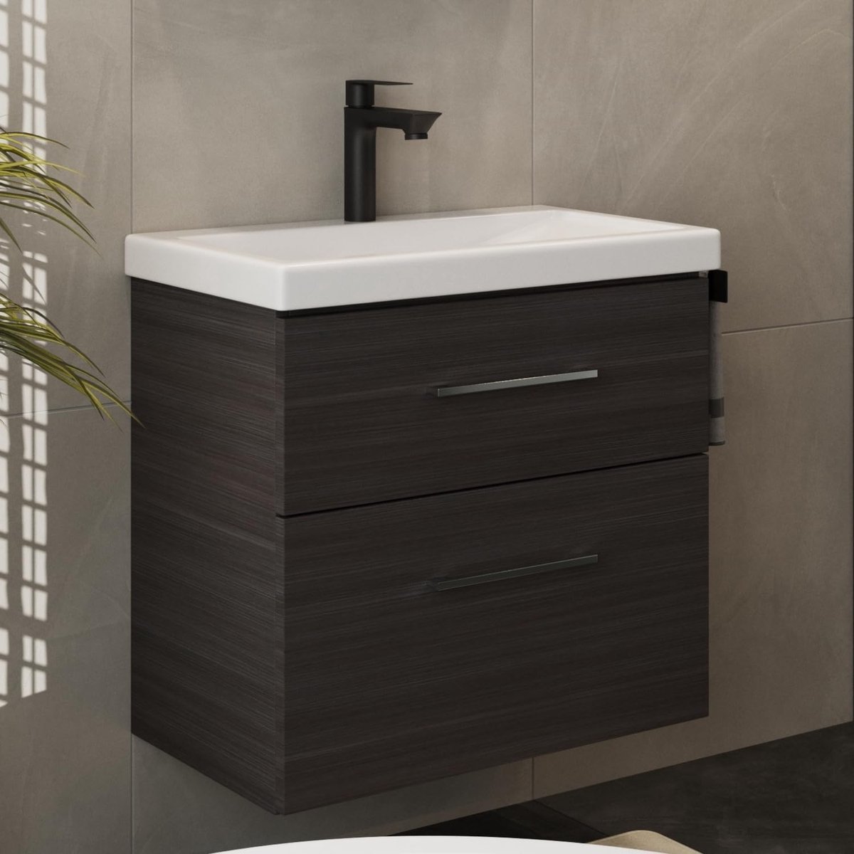 badmeubelset wastafel met badmeubel 63 x 60 x 36,5 cm, moderne wastafelmeubel voor badkamer