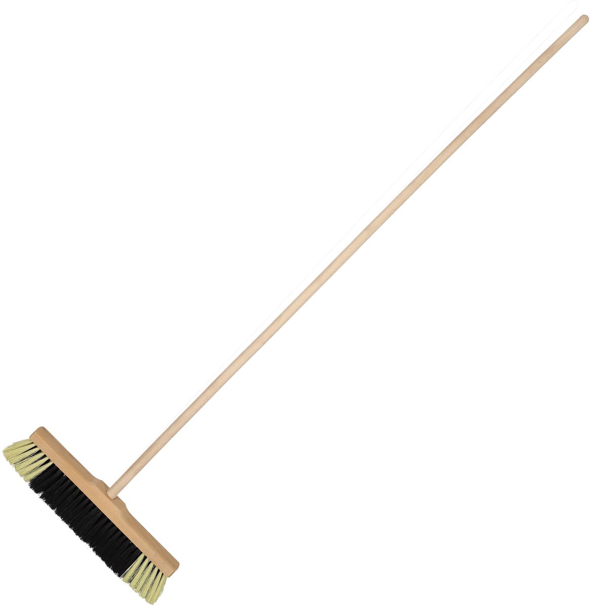 KOTARBAU® Straatbezem, met Houten Steel, 40 cm, Bruin, Nylon Borstels, Veegbezem, Buitenbezem, Tuinbezem, voor Binnen en Buiten, Ergonomisch Ontwerp