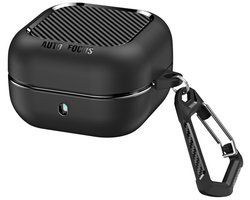 Telestore - hoesje geschikt voor Samsung Galaxy Buds4 / 4 pro hard case cover - zwart - carbon fiber hoesje Beschermhoes - Samsung Galaxy Buds 4 / 4 Pro Cover - Buds4 hoesje