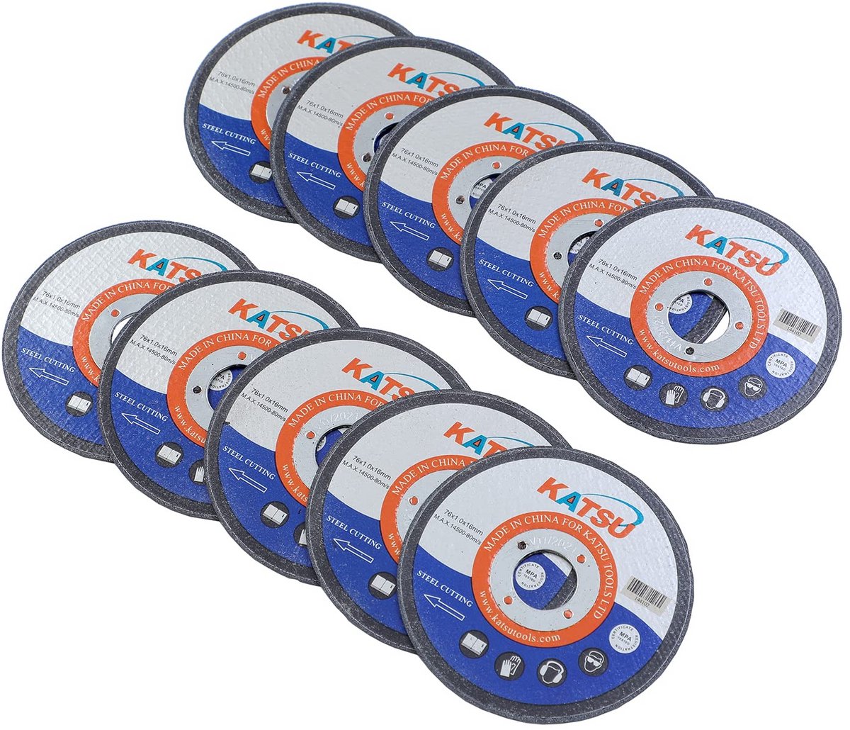 Snijschijven set 76 mm - 10-delige metalen afgewerkte wielen voor mini haakse slijpmachines