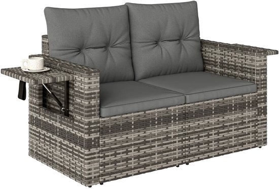 Banc de jardin – Petits bancs de jardin résistants aux intempéries - Bancs de jardin - Banc lounge - Set balcon - Banc extérieur - Gris foncé - 2 personnes - Acier