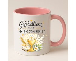 Gefeliciteerd met je Eerste Communie Mok (roze) - Communie Cadeau - Eerste Communie - Communie Gefeliciteerd met je Eerste Communie Mok (roze) - Communie Cadeau - Eerste Communie - Communie