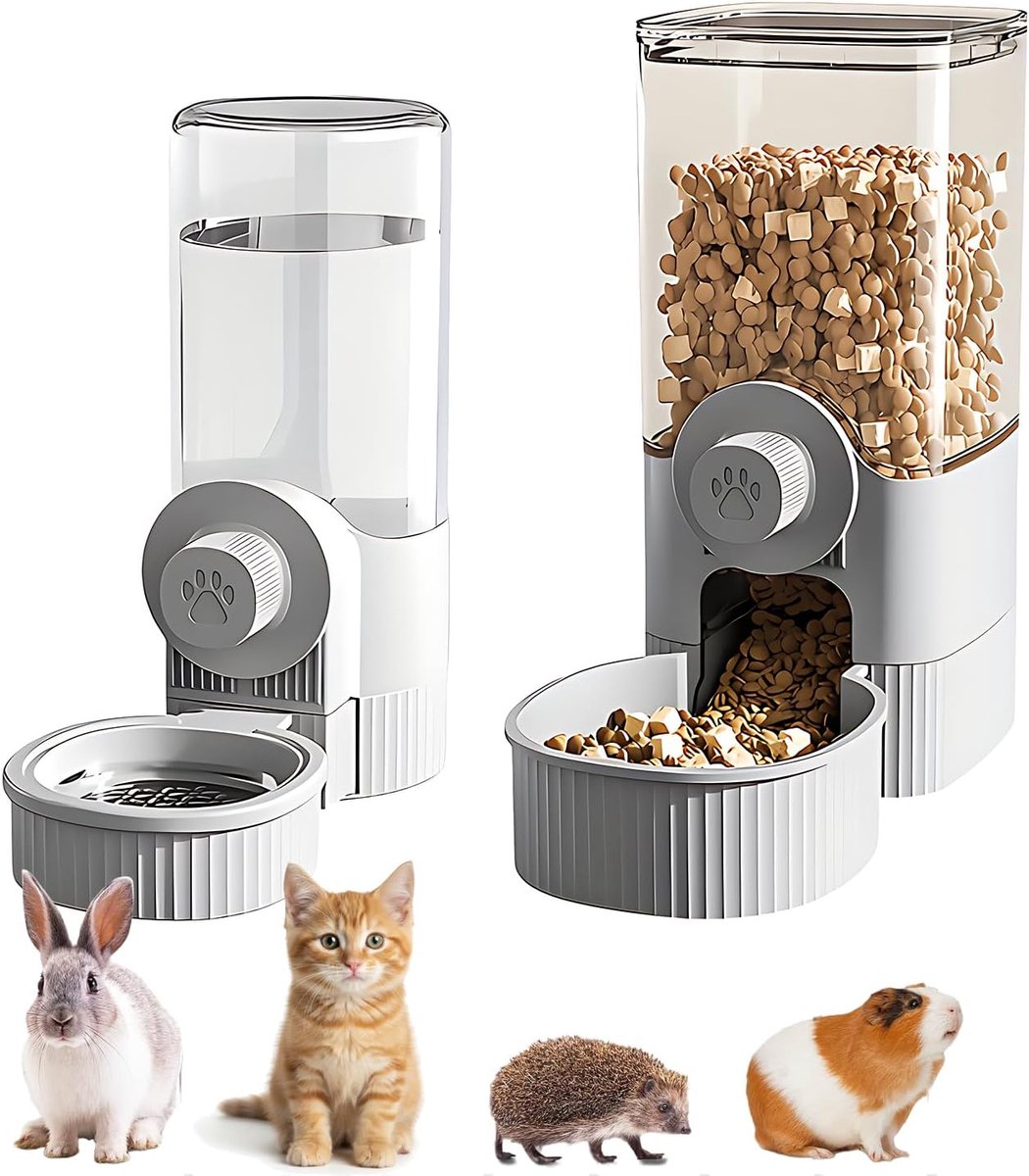 Automatische-Voerbak-en-Waterdispenser-Set-Konijn-Cavia-Hangend-Zwaartekracht-1200ml-Grijs