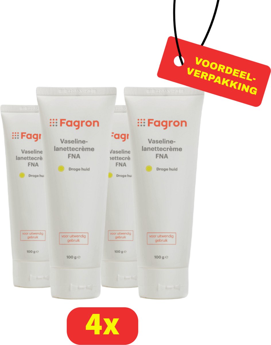 Fagron Vaselinelanettecrème FNA - 4 x 100 gr - Voordeelverpakking