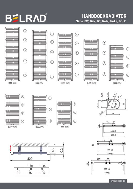 Belrad Elektrische radiator met blower - Voor badkamer - Mat zwart ...
