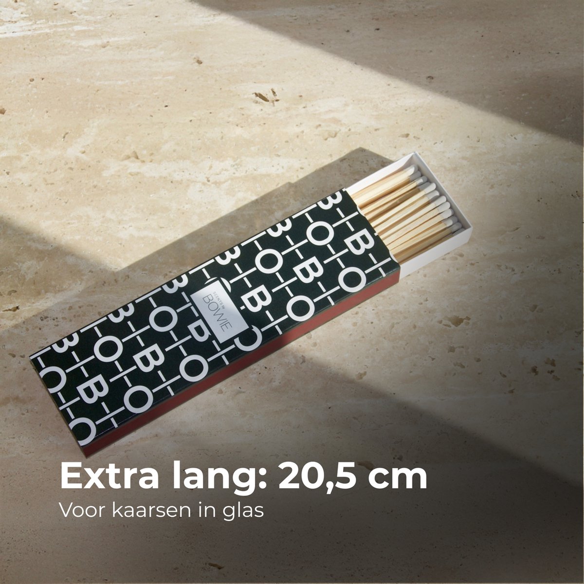 Scents by Bowie B O Monogram - Haardlucifers - Extra lang 20,5 cm - 40 stuks - Luxe schuifdoos