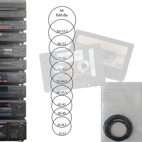 Set van 10 Vierkante Rubberen Aandrijf Riemen / Snaren voor Cassettedecks en Kinderspeelgoed - Middelgroot — afbeelding 2