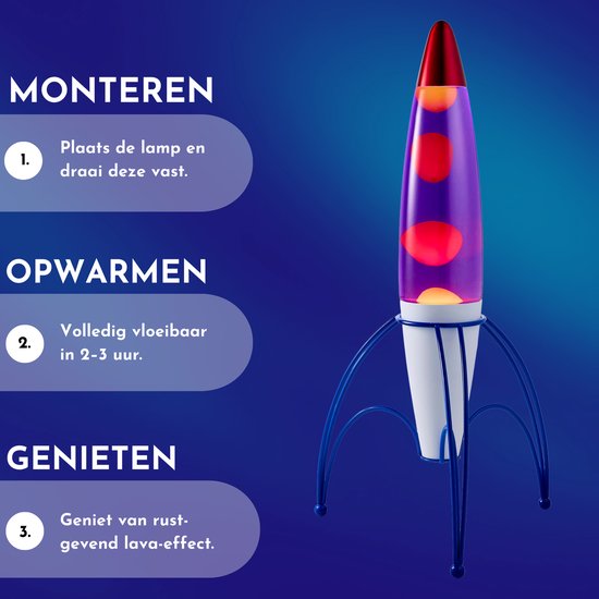 Lighto Raket Lavalamp - Paarse Vloeistof met Roze Lava - voor Kinderen van Lighto — afbeelding 2