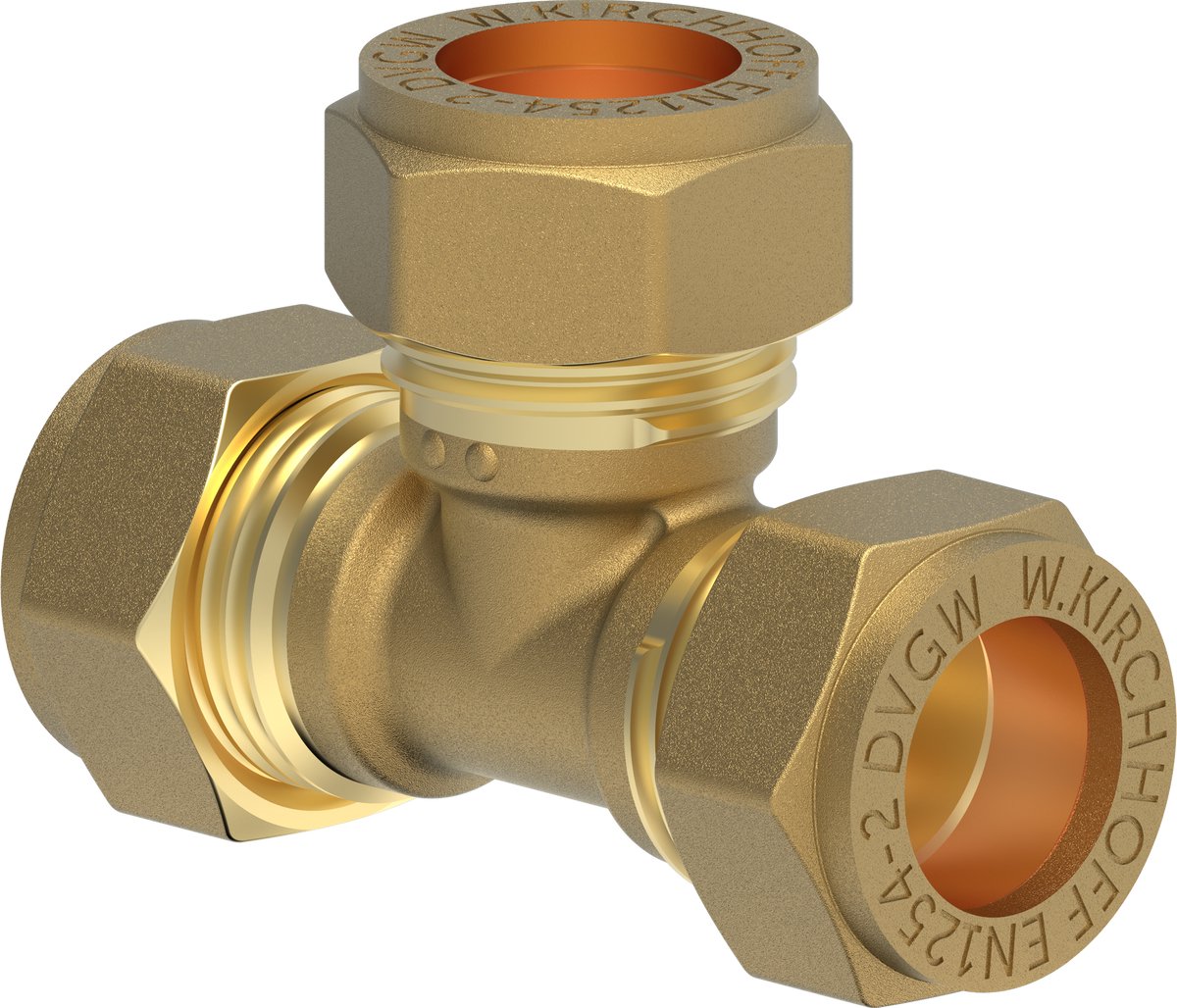 KIRCHHOFF MS T-stuk, blanco, 15 mm, knelfitting voor koperen buis