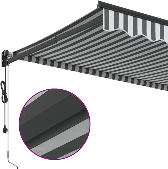 vidaXL - Auvent - extensible - 3,5x2,5 - m - tissu - et - aluminium - anthracite - et - blanc