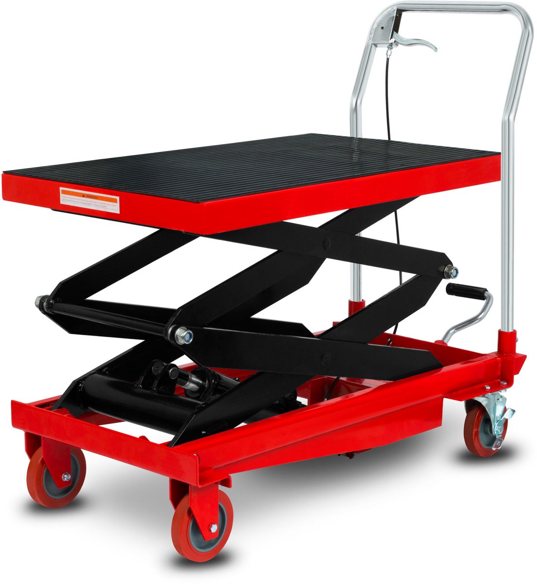 EBERTH palletwagen Heftafel Schaarheftafel Hydraulische schaarheftafel Draagvermogen 300 kg (staal, robuuste en geluidsarme wielen, tafel 820 x 520 mm, hefhoogte 360-1220 mm, rem, hefpedaal, daalhendel, antislip)