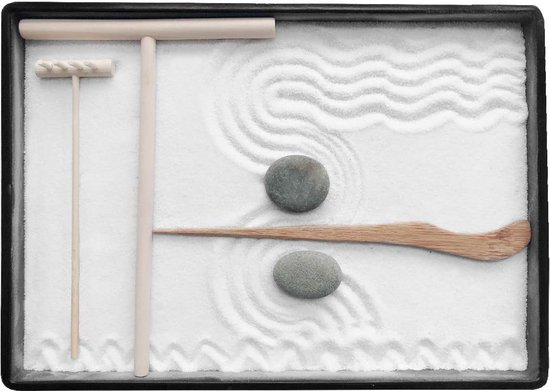 Mini Zen Garden voor Desktop - Incl. Rake, Bamboepen en Rivierstene van MINI — afbeelding 4