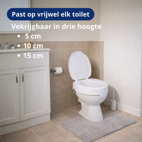 Toiletverhoger Ticco 2G met deksel - Verhoging van 10 cm - Gemaakt in de EU