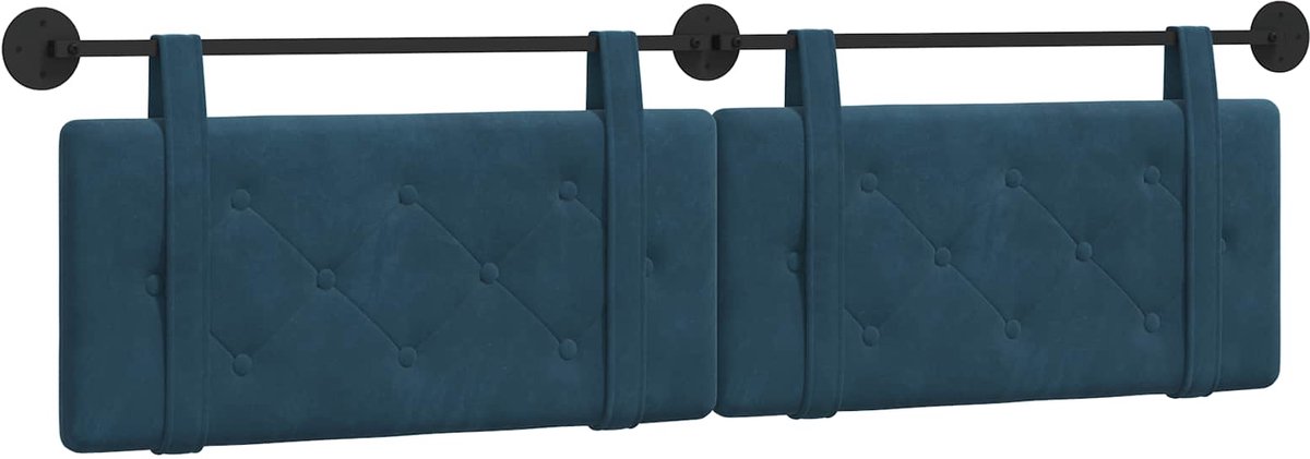 vidaXL - Hangend - hoofdbord - Blauw - Fluweel