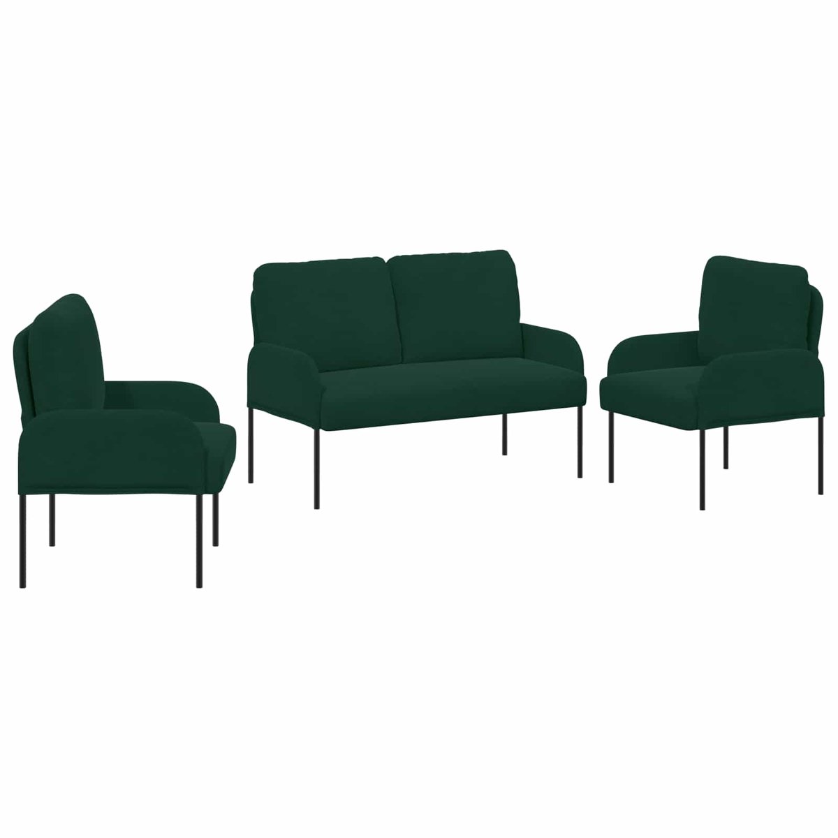 vidaXL - Sofa-Sets - 3 - st - Donkergroen - Multiplex