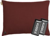 Kuddle Warmtekussen Oplaadbaar - Gebreid 'Wine Red' 45x60cm - Draadloos & Elektrisch - Inclusief 2 Powerbanks