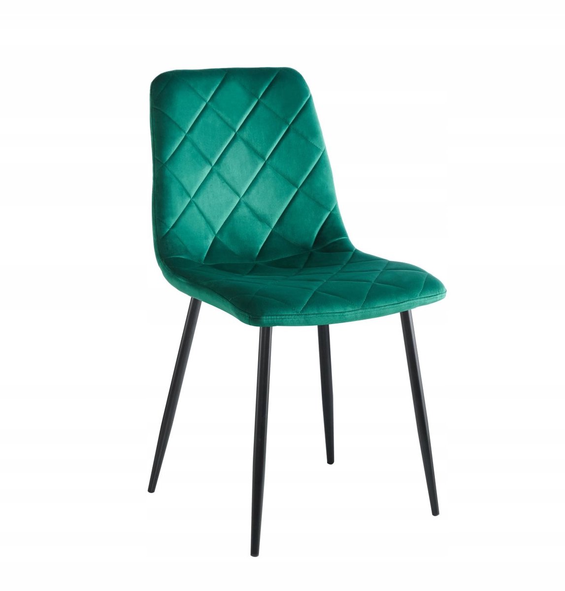 Furnitex Riviera 38 - Eetkamerstoel - Donkergroen - Fluwelen bekleding - Metalen poten