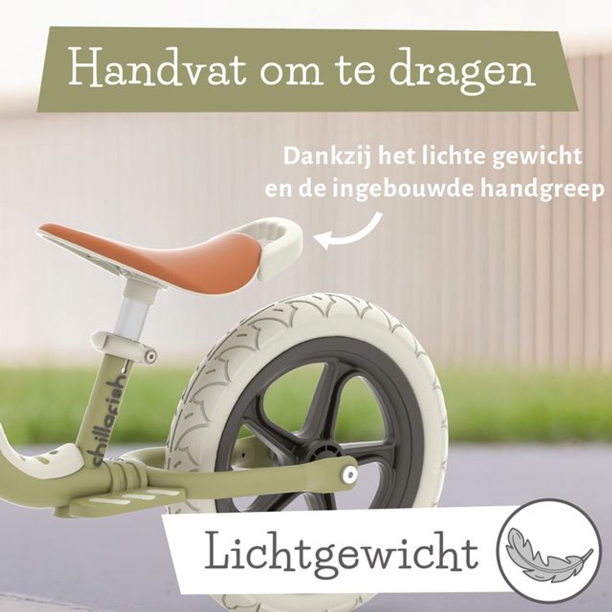Chillafish Loopfiets 2 jaar - Lichtgewicht met verstelbaar zadel en stuur - Groen - Loopfiets voor jongens en meisjes tot 5 jaar met voetsteun, handvat om te dragen en 12" anti lek banden - Model Charlie Lux — afbeelding 4