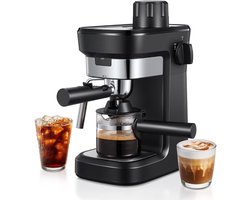 Espresso Machine Koffiemachine Voor Rijke Espresso – Koffiemachine Met Krachtige Extractie | Incl. Professioneel Melkopschuimmondstuk Voor Cappuccino & Latte – Compact Premium Design Voor Thuis Barista Koffie