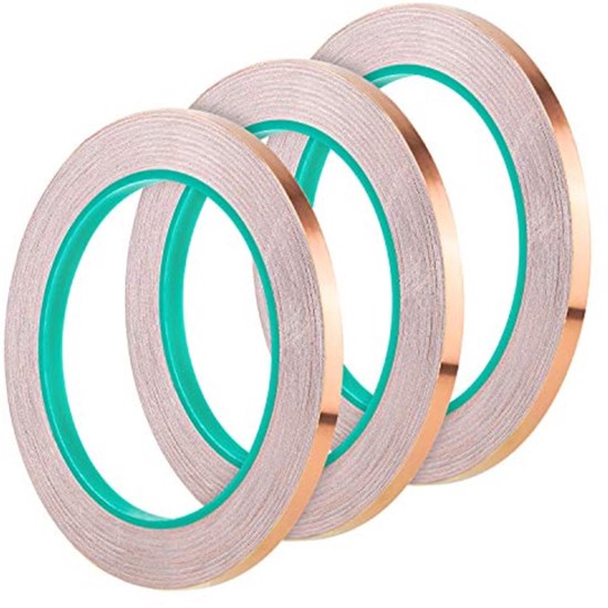 KARZO - 3-pack 6mm Koperfolieband Dubbelzijdig Geleidd stevig Voor Emi-Afscherming Glas In Lood Elektrische Reparaties Slakafweermiddel Aarding