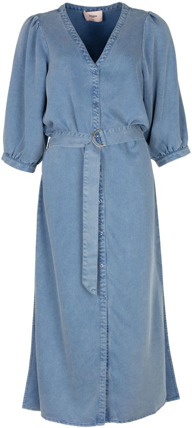 Katoenen jurk met doorknoopsluiting in donkerblauw | Your Look... for less