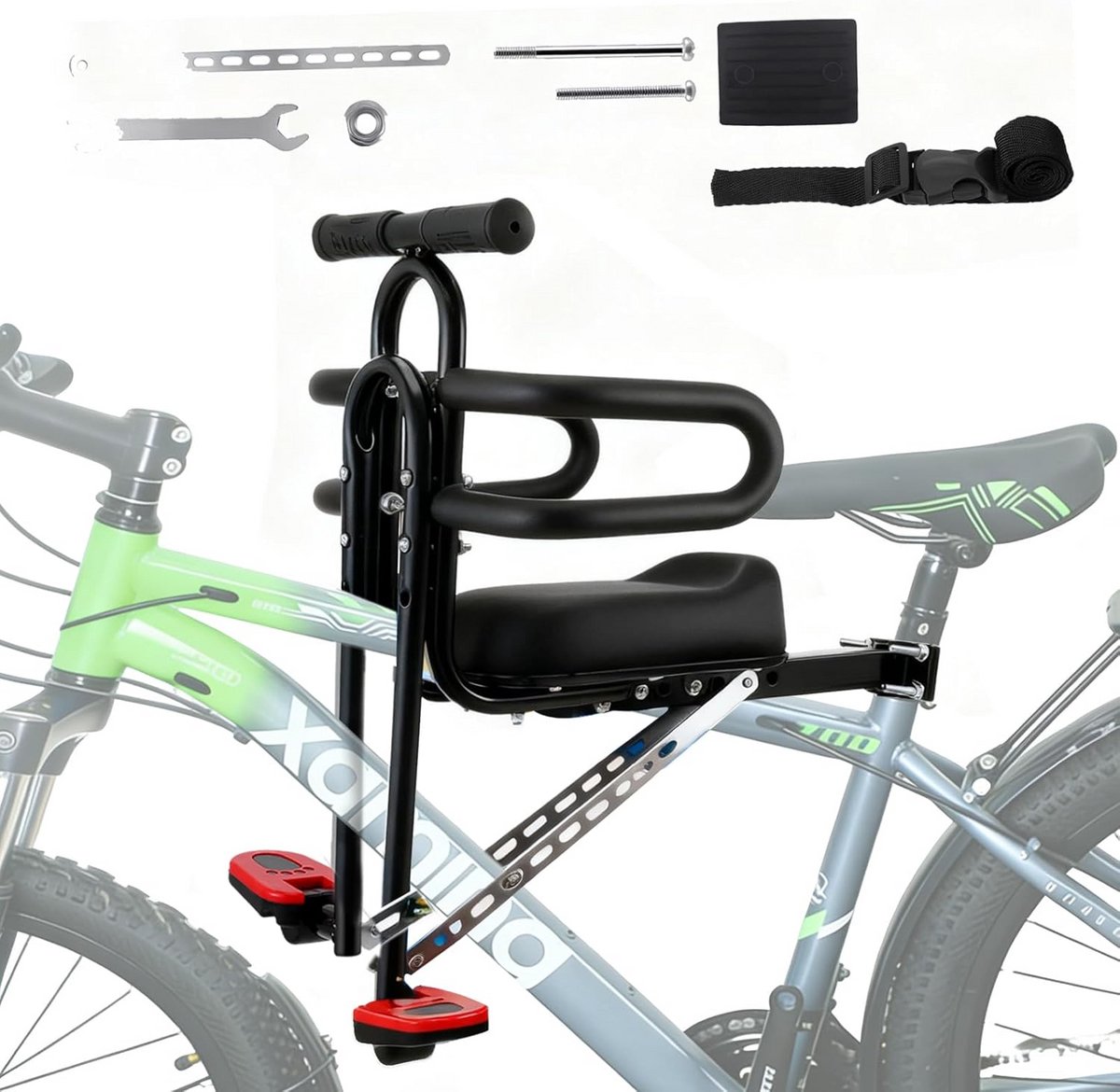 Fietsstoeltje voorzitje – fietsstoel – Fietsstoeltjes Met Stuur En Pedalen – Fiets Stoel Midden Op Stang – Fietsplezier