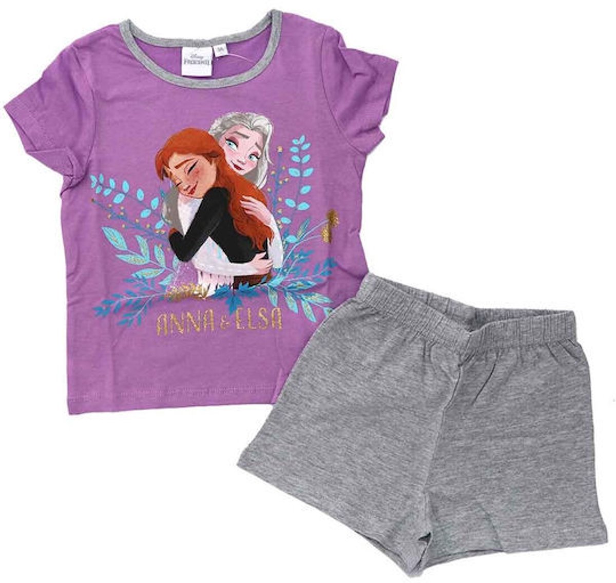 Frozen Kinder Shortama Zomerset Maat 104 Paars - Anna&Elsa 1stuk