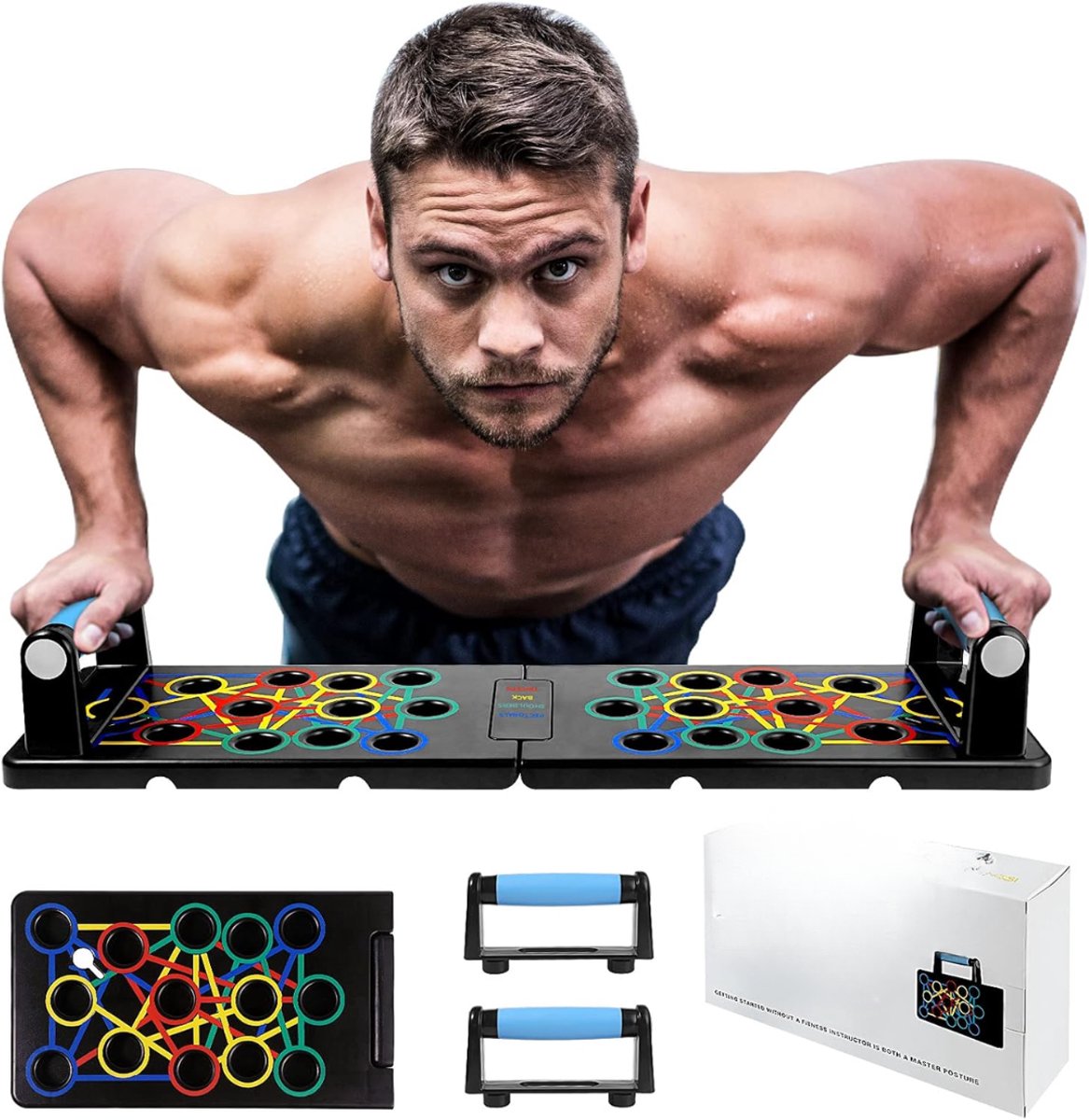 Nexvo® Push-upbord - Parallettes - Push-upbord - Zwart - 63cm x 18cm x 9cm