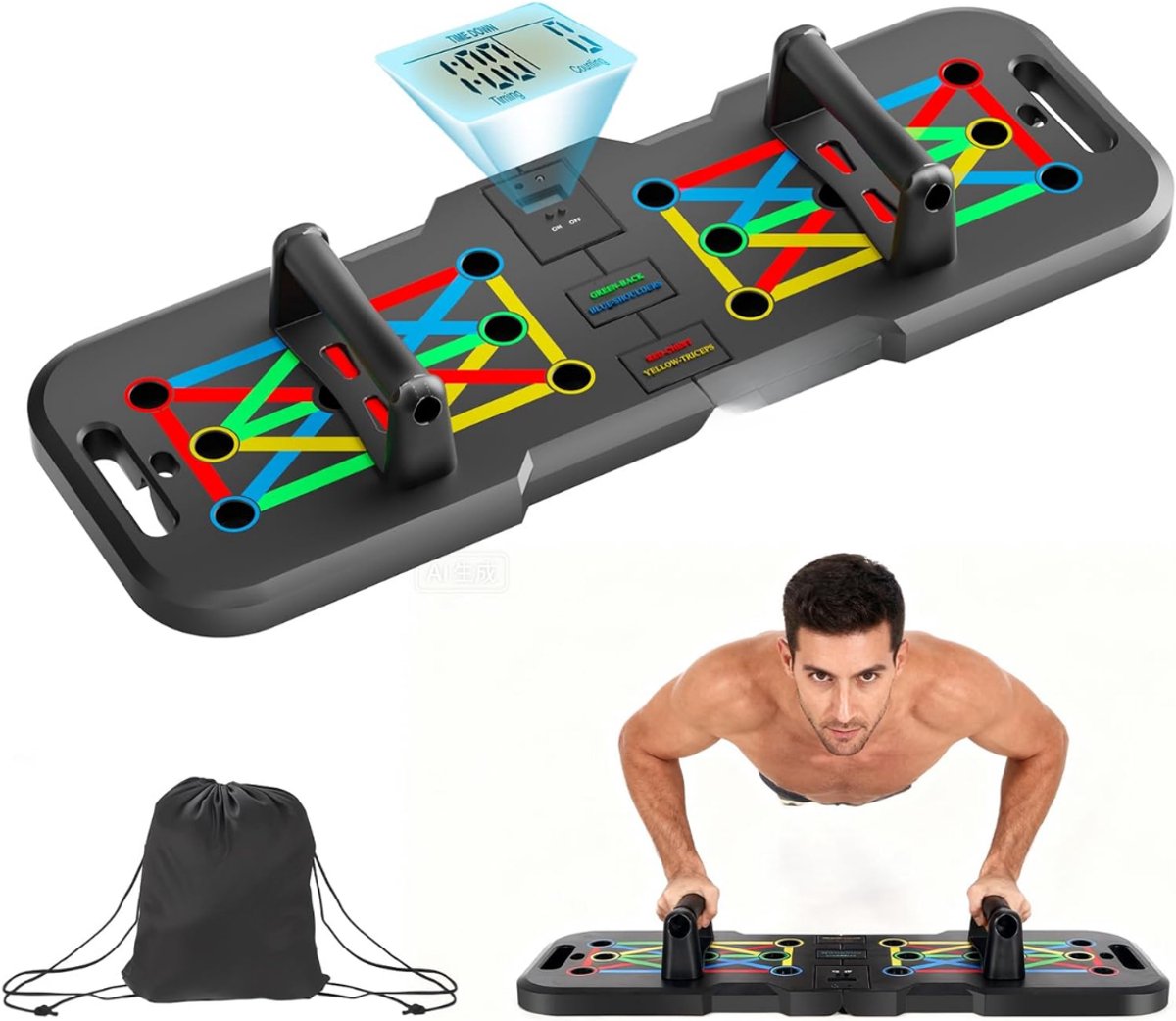 Nexvo® Push-upbord - Parallettes - Push-upbord - Zwart - 70cm x 25cm x 4cm